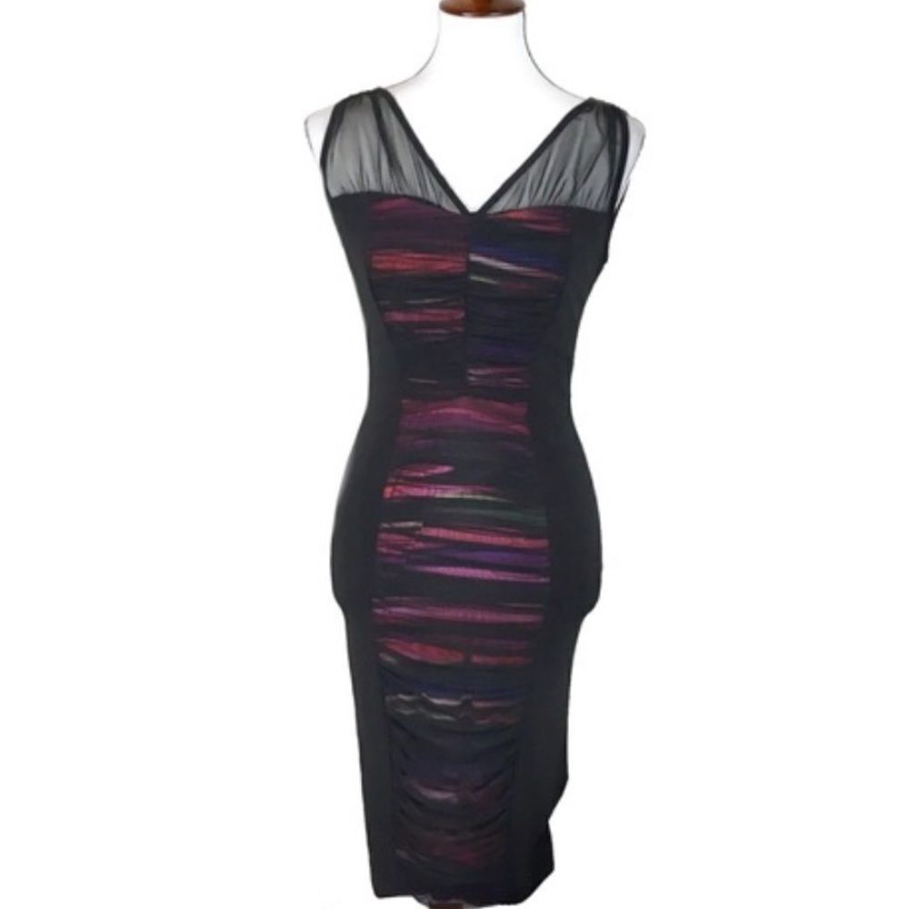 ✨ Cache NWT Ruched Sheer Midi Dress✨